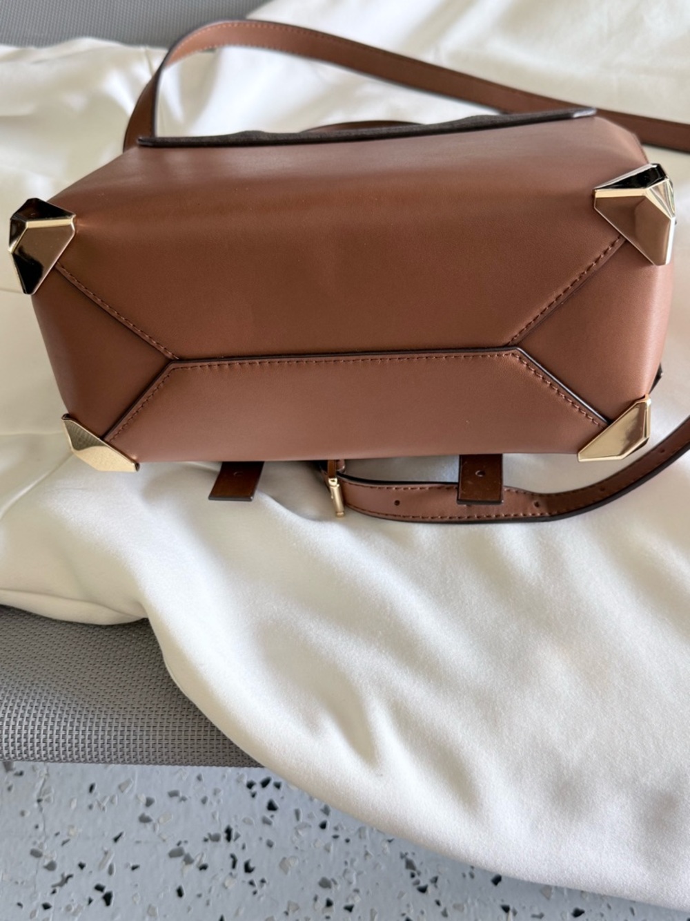 Michael Kors Brown and Tan MK Monogram Satchel with Gold Hardware - Picture 4 of 4